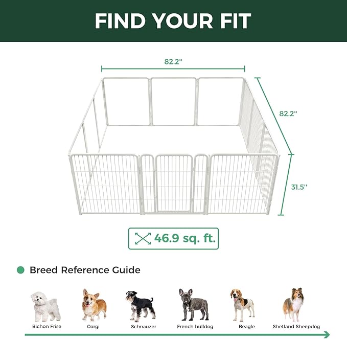 FXW AuraSpace Pro Acrylic & Wire Mesh Indoor Dog Playpen, 32" Height 12 Panels Metal Dog Pen for Small and Medium Dogs, White│Patented