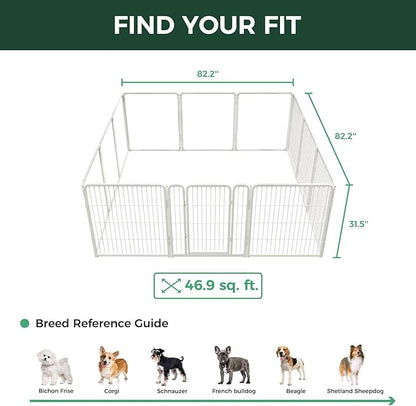FXW AuraSpace Pro Acrylic & Wire Mesh Indoor Dog Playpen, 32" Height 12 Panels Metal Dog Pen for Small and Medium Dogs, White│Patented