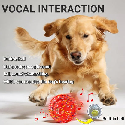Mankoda Durable ETPU Dog Toy Ball, 5 Inch Big Dog Balls for Aggressive Chewers - Hollow Design and Textured Gullies/Non-Toxic Bite/Built-in Low-Noise Bell, Dog Chew Toy for Medium/Large Dogs