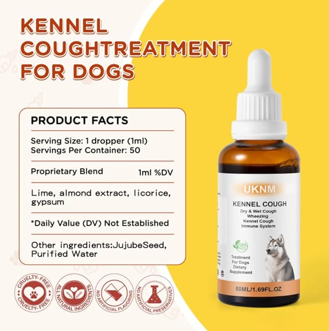 Kennel Cough Treatment, UKNM Kennel Cough Drops for Dogs,Natural Cough Supplement for Dogs,Herbal Kennel Cough Drops for All Breeds & Size