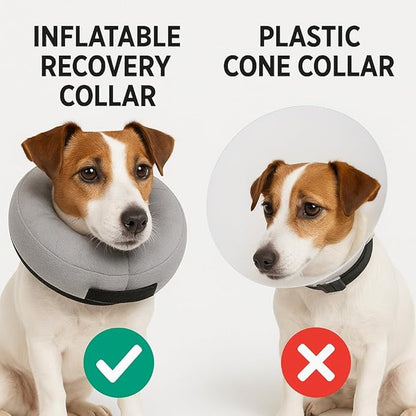 PAWRELIEF Soft Inflatable Dog Cat Cone Collar – Pet Recovery & Protective Dog Neck Collar for Large Dogs Cats to Prevent Scratching, Licking (Blue Donut, Extra Large)