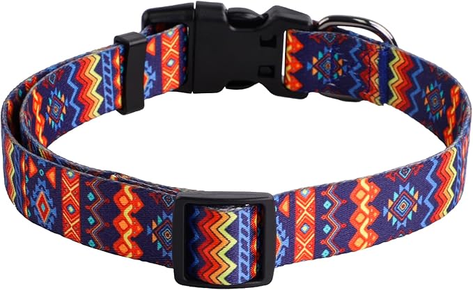 QQPETS Adjustable Soft Dog Collar: Print Flower Pink Multicolor Cute Patterns for XS Small Medium Large Pet Girl Boy Puppy Walking Running Training