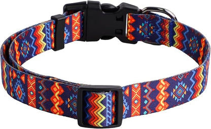 QQPETS Adjustable Soft Dog Collar: Print Flower Pink Multicolor Cute Patterns for XS Small Medium Large Pet Girl Boy Puppy Walking Running Training