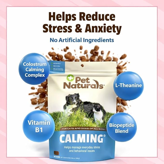Pet Naturals Calming Chews for Dogs and Cats, Anxiety Relief with Gentle Ingredients for Thunder, Fireworks, Travel, Grooming, Value Size Calming Pet Treats, Chicken Flavor, 160 Count