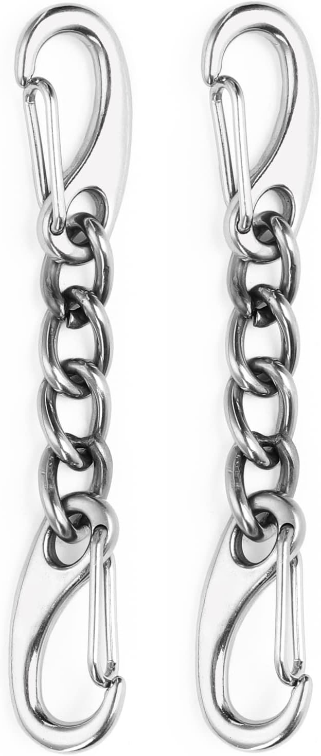 Metal Dog Collar Safety Clip, 2 Pack Stainless Steel Backup Clip for Prong Collar, Harness, Pinch Collar, Gentle Lead With Carabiner