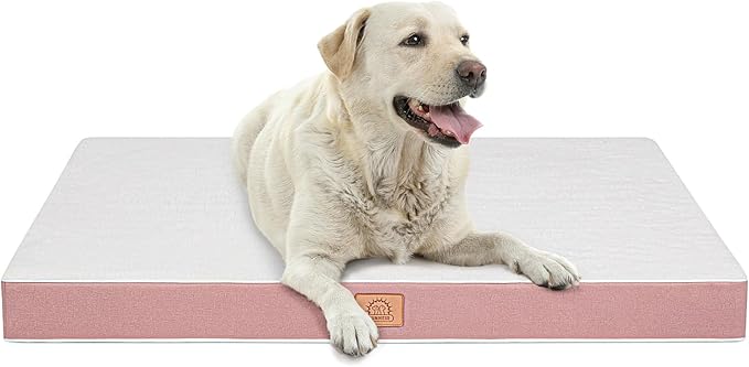 Sunheir Orthopedic Dog Beds for Small Dogs, Waterproof Puppy Bed with Removable Washable Cover, Non-Slip Bottom and Egg-Crate Foam, (Pink, 24.0" L x 16.0" W x 3.0" Th)