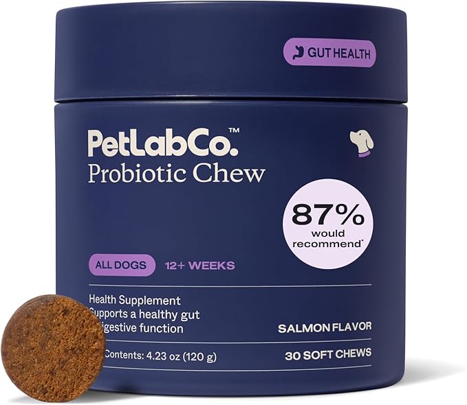 PetLab Co. Probiotics for Dogs, Support Gut Health, Occasional Diarrhea, Digestive Health & Seasonal Allergies - Salmon Flavor - Packaging May Vary - 30 Soft Chews