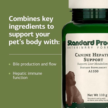 Standard Process Canine Hepatic Support - Dog Supplement to Aid Liver Health - Hepatic Immune Function & Liver Metabolism Support Supplement - Powder Supplement for Dogs - 110 g