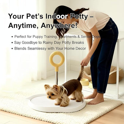 Dog Potty Tray with Handle, minandhua Indoor Puppy Potty Training Tray & Pee Pad Holder, Oval Design with Pour Spout & Non-Slip Grid, Easy-Clean for Small Medium Large Dogs (White)