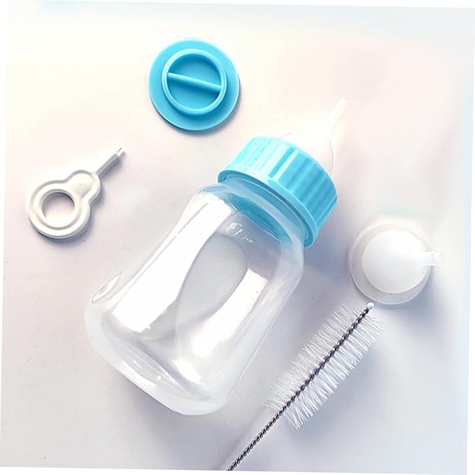 2Pcs Portable Pet Nursing Bottles for Kittens and Puppies Silicone Feeding Bottles with Regulated Flow to Prevent Overfeeding Lightweight Animal Milk Feeders in Blue