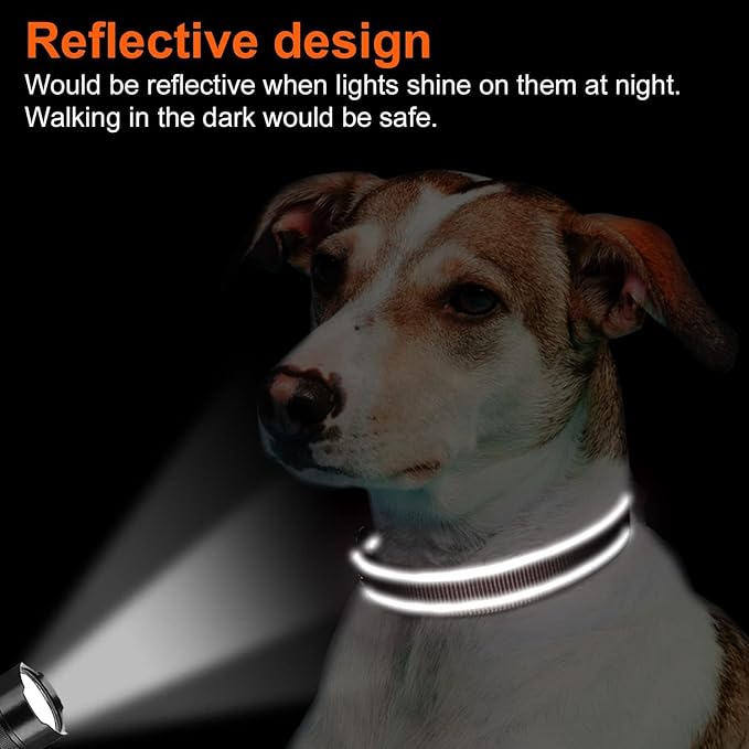 Joytale Reflective Dog Collar, Soft Neoprene Padded, Metal D-Ring, Nylon Pet Collar Adjustable for Large Dogs, Brown, Large