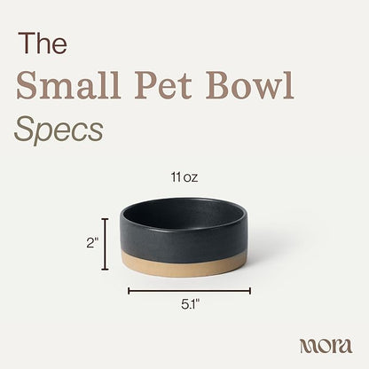 Mora Ceramic Pet Bowl Size Small - Food/Water Dish for Puppy Dogs, Cats, Guinea Pig, Rabbit, Hamster, Snake, ect. 11oz or 2 Cups - Basic Bowls for Your Dog or Cat, Mix and Match for a Set - Liquorice