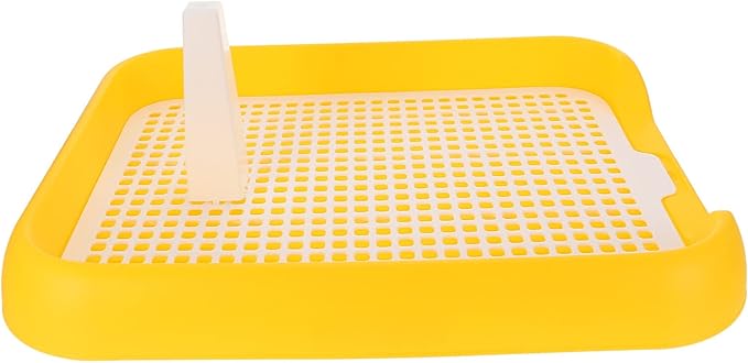 Indoor Dog Potty Tray - Mesh Dog Training Toilet Plastic Potty Tray Puppy Toilet -Slide Training Holder for Small and Medium s (Yellow)