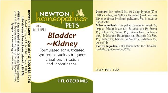 Newton Homeopathics Pets Bladder~Kidney - 1 Oz Liquid