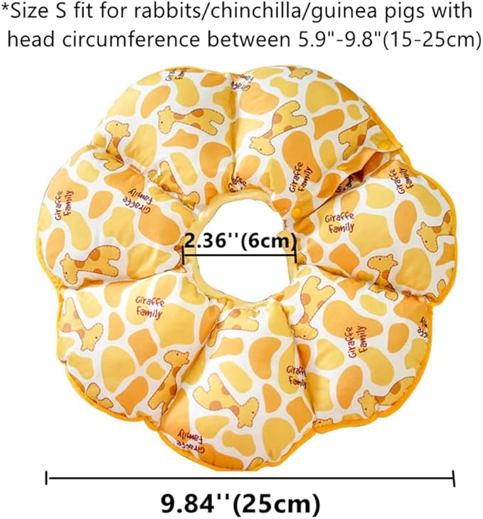 Adjustable Rabbit Protection Cone Collar, Waterproof Pet Recovery Collar for Rabbit Chinchilla Guinea Pigs After Surgery Wound Healing,Elizabeth E-Collar for Small Animals (S (5.9''-9.8''), Yellow)