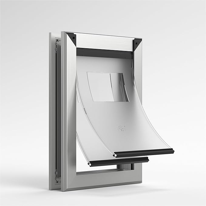 MAVRICFLEX Heavy Duty Doggy Door with Sliding Lock Panel, Energy Efficient Rugged Aluminum Large Dog Door, Easy Installation, Magnetic Double Flaps Dog Door for Large Dogs Up to 40lbs (Medium)