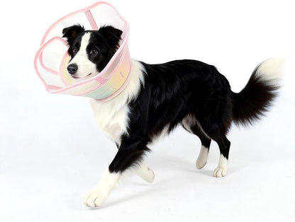Touchdog Soft Dog Cone Collar,Waterproof & Foldable Elizabethan Collar for Dogs After Surgery, No Lick Recovery E-Collar, Comfortable Protective Cone Alternative for Small Medium Large Dogs (Pink, L)