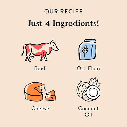 Bocce's Bakery Oven Baked Say Moo Treats for Dogs, Everyday Wheat-Free Dog Treats, Made with Real Ingredients, Baked in The USA, All-Natural Beef & Cheddar Biscuits, 5 oz