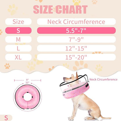 2-in-1 Soft Inflatable Dog Cone Collar Alternative with Enhanced Anti-Licking Guard Shield, Dog Donut Collar After Surgery, Adjustable Recovery Cones for Medium Small Dogs and Cats (Donut Pink, S)