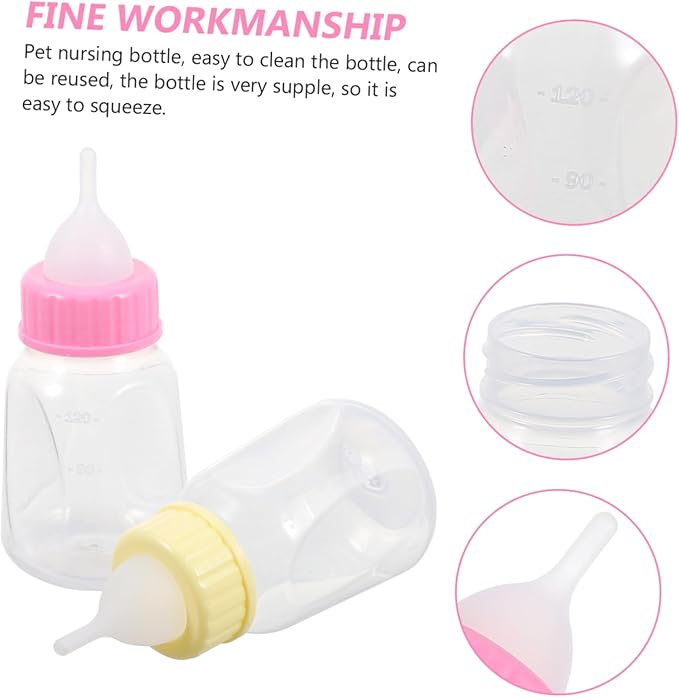 VANZACK 2pcs Dog Rabbit Cat Feeder Small Pet Nursing Bottles Scale Design for Kitten Replacement Milk