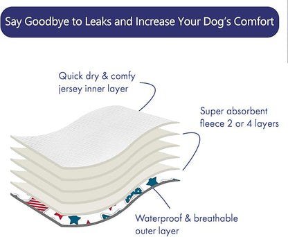 CuteBone Dog Diapers Female Washable Small Medium Large 3 Pack Reusable Doggie Diapers 4th of July Puppy Period Pants for Doggy Heat Cycle Peeing