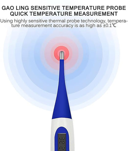 Pet Thermometer, Waterproof Digital Veterinary Thermometer Portable Pet Digital Thermometer Pet Thermometer with Reminder Function Thermometer for Dogs Cats Horse Cattle Pigs Sheep