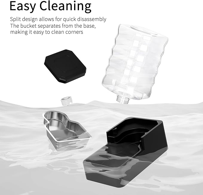 RIZZARI Stainless Steel Dog Dispenser: 8L Large Capacity Gravity Waterer - Clear Tank Water Level View -No Mess Keeps Floors Dry- No Power Needed - for Medium Dogs - Kitchen Corner/Crate Area