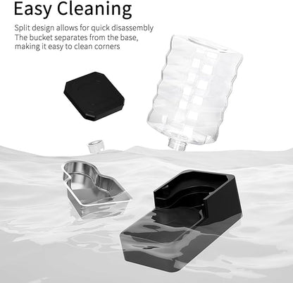RIZZARI Stainless Steel Pet Water Feeder: 9L Large Gravity Waterer - Less Refills All-Day Water - No Mess Keeps Floors Dry - Quiet Refill - for Medium to Large Dogs - Workday/Day Trip