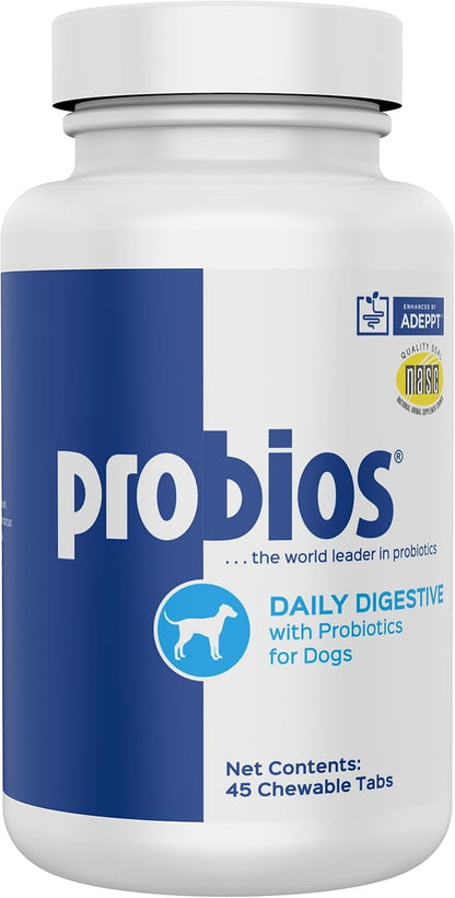 Probios Chewable Tablets for Dogs, Daily Probiotic Supplment for Gut Health, Digestion & Immune Support, 45 Count