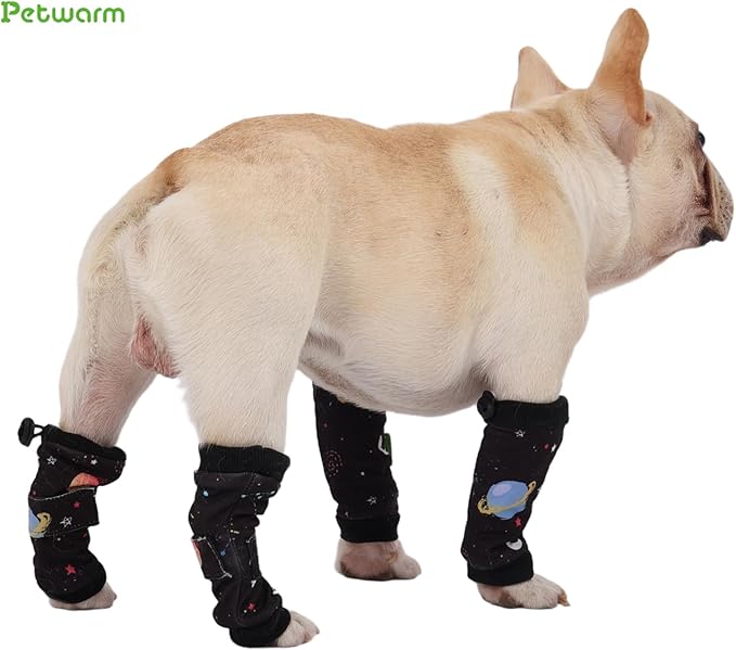 PetWarm Dog Recovery Sleeve 4pcs Set, Dog Leg Sleeve, Ideal for Comfort and Support During Pet Recovery, Suitable for Active or Support Recoverying Pet Use, Black, S