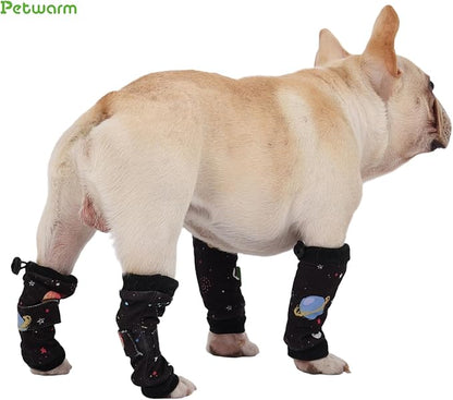 PetWarm Dog Recovery Sleeve 4pcs Set, Dog Leg Sleeve, Ideal for Comfort and Support During Pet Recovery, Suitable for Active or Support Recoverying Pet Use, Black, S
