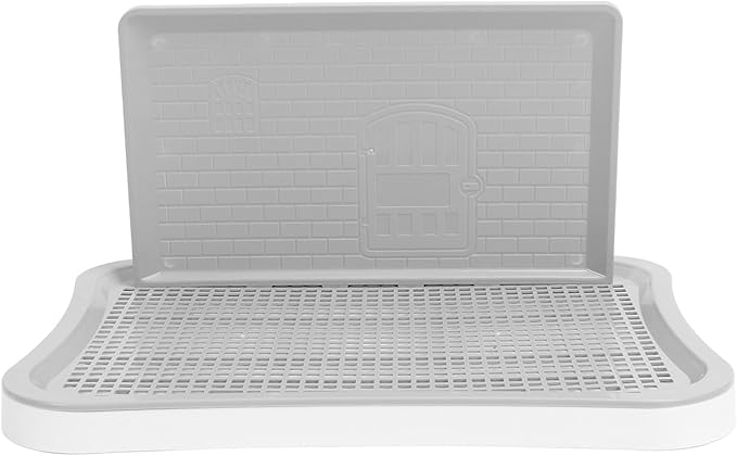 Puppy Potty Training Tray,Portable Puppy Mesh Training Potty Dog Training Toilet with Wall Column Removable Pee Pad Tray for Large Small Medium Pets (White)