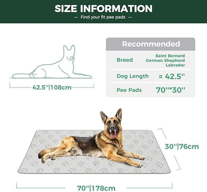 FXW Washable Pee Pads for Dogs, Leak-Proof & Non-Slip, Specifically Designed for Potty Training, 30" x 70" Rectangle, Khaki, 1 Pack
