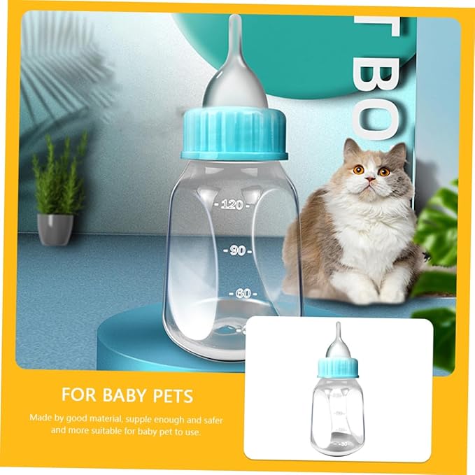 Totority 2Pcs Cat Feeder Bottles Kitten Nursing Milk Container with Clear Scale Soft Silicone for Puppies Rabbits Portable Lightweight Pet Feeding