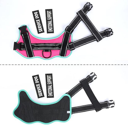 voopet Service Dog Harness, Emotional Support Pet Vest Harness, Reflective Breathable & Adjustable No Pull ESA Harness for Small Medium Large Dogs (with 4 PCS Removeable Tags),X Small (Pack of 1)