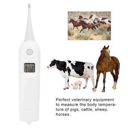 Tiiyee Pet Thermometer, Fast Digital Veterinary Thermometer Electronic Accurate Temperature Readings with Waterproof Flexible Round Tip for Cats Dogs Horse Cattle Pigs Sheep Livestock Fever Detection