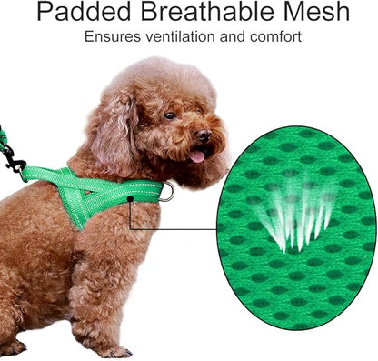 Plutus Pet No Pull Dog Harness with Breathable Mesh Padded, Adjustable Reflective Escape Proof Dog Harness, Quick Fit Dog Vest Harness for Small Medium Large Dogs(XS, Green)