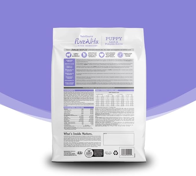 NutriSource Pure Vita Grain Free Lamb & Pumpkin Puppy Food, 25LB