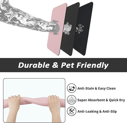 HotLive Dog Food Mat - Absorbent Cat Mat for Food and Water, No Stains Pet Feeding Bowl Mat, Easy to Clean Pet Placemats, Quick Dry Dog Water Dispenser Mat for Messy Drinkers | Pink 24"x36"