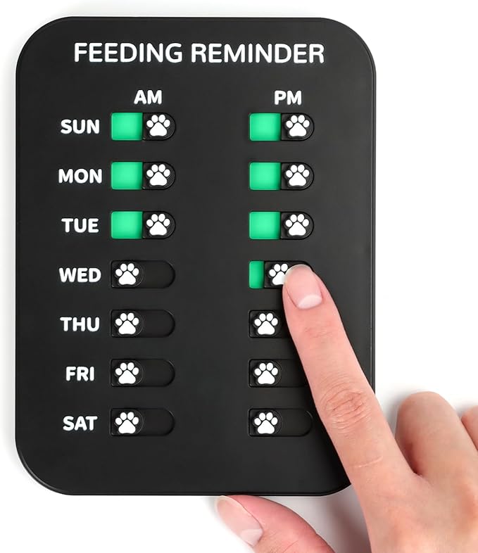 YAUYIK Dog Feeding Reminder, Magnetic Reminder Sticker, AM/PM Daily Indication Chart Feed Your Pets, Fridge Magnets and Double Sided Tape, Helps You to Track Pet Feeding & Medication (B)