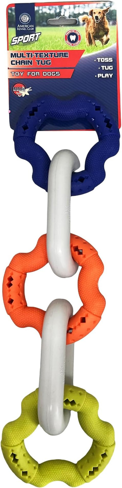 American Kennel Club AKC Sport Chain Dog Chew Toy for Aggressive Chewers – TPR Foam Dog Toy – Vanilla Scented – Durable and Lightweight Teething Toy – Assorted