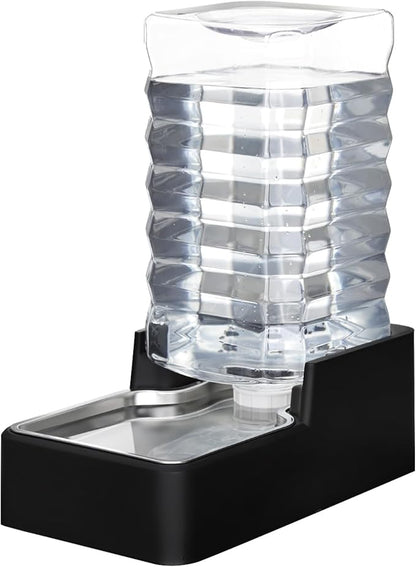 RIZZARI Stainless Steel Pet Water Feeder: 10L Gravity Leak-Proof Auto Refill Water Dispenser - Non-Slip Base- Without Filter -Easy Clean - for 40-60 LB Dogs- Home/Office/Travel