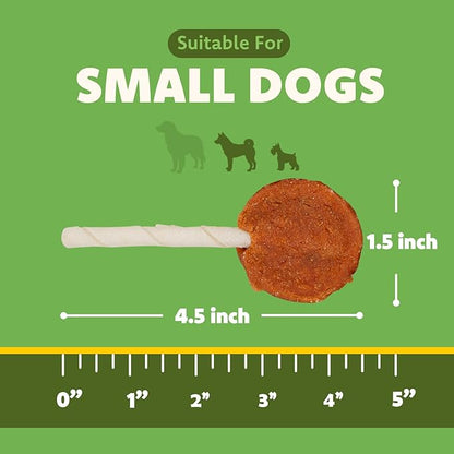 MON2SUN Lollipop Dog Treats, 4.5 Inch Chicken and Egg with Rawhide Twist Sticks, Healthy and Teeth Cleaning Snacks for Small Dogs, 10.58oz (15 Count-Pack of 1)