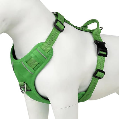 Plutus Pet No Pull Dog Harness, Reflective Adjustable Dog Vest Harness with Handle, Escape Proof, Soft Padded for Small Medium Large Dogs (Green, XL)