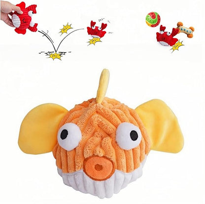 Interactive Squeaky Dog Chew Toy,No Stuffing Interactive Chew Toy for Small Medium Large Dogs, Training Reward Gift for Pets(Yellow Fish)