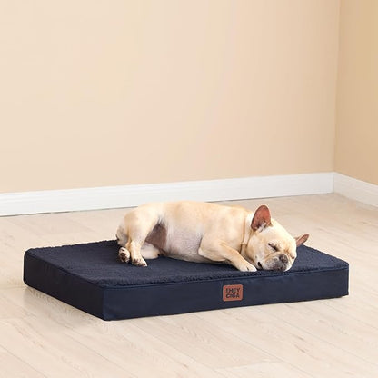 EHEYCIGA Orthopedic Dog Beds for Large Dogs with Removable Washable Cover for Crate, Navy, 35x23