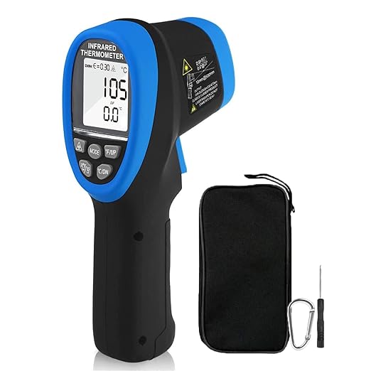 HOLDPEAK Pyrometer D:S=50:1, High Temp Infrared Thermometer -58℉~3272℉(-50℃~1800℃), Non-Contact Industrial Laser Thermometer Gun with Flashlight, Digital IR Temperature Gauge HP-1800 (NOT for Human)