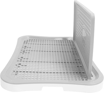 Puppy Potty Training Tray,Portable Puppy Mesh Training Potty Dog Training Toilet with Wall Column Removable Pee Pad Tray for Large Small Medium Pets (White)