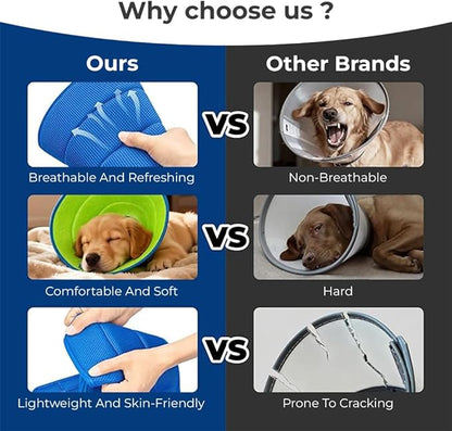 Soft Dog Cone Collar – Comfortable Cone for Dogs to Stop Licking After Surgery, Elizabethan Collar for Large Dogs, Adjustable Dog Donut Collar for Inflatable & Comfy Recovery (M)