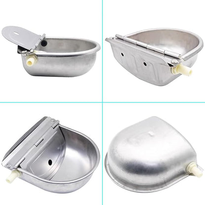 Automatic Animal Water Bowl with Float Valve, 304 Stainless Steel Livestock Water Dispenser for Dog Horse Goat Pig Cow Livestock Water Bowl Kit Includes Bowl, Pipe, 2 Valves, Quick Connector Adapter